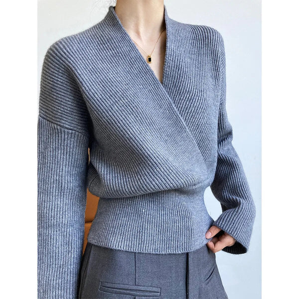 WW | Classic Autumn Wrap Sweater with Statement Neckline for Women