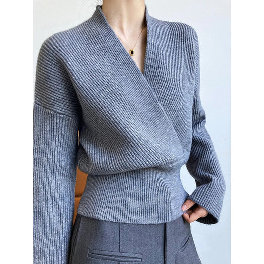 WW | Classic Autumn Wrap Sweater with Statement Neckline for Women
