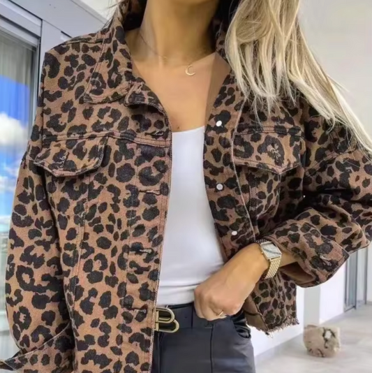 WW | Leopard Print Denim Jacket