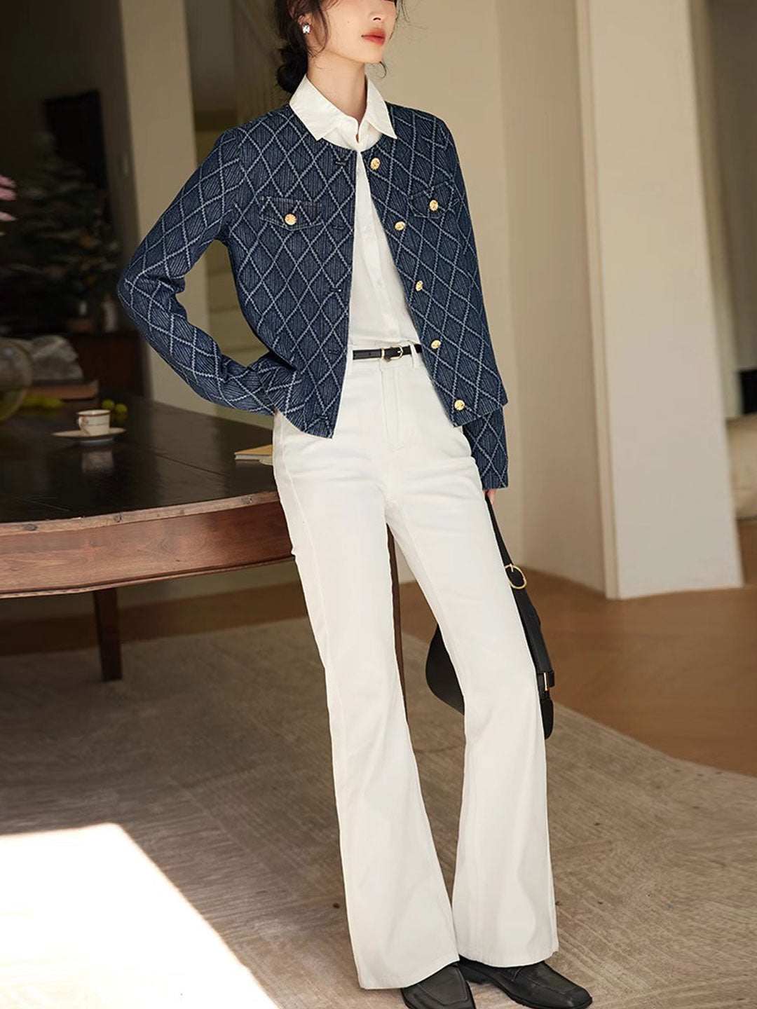 WW | Elegante Diamant Jacquard Denimjacke