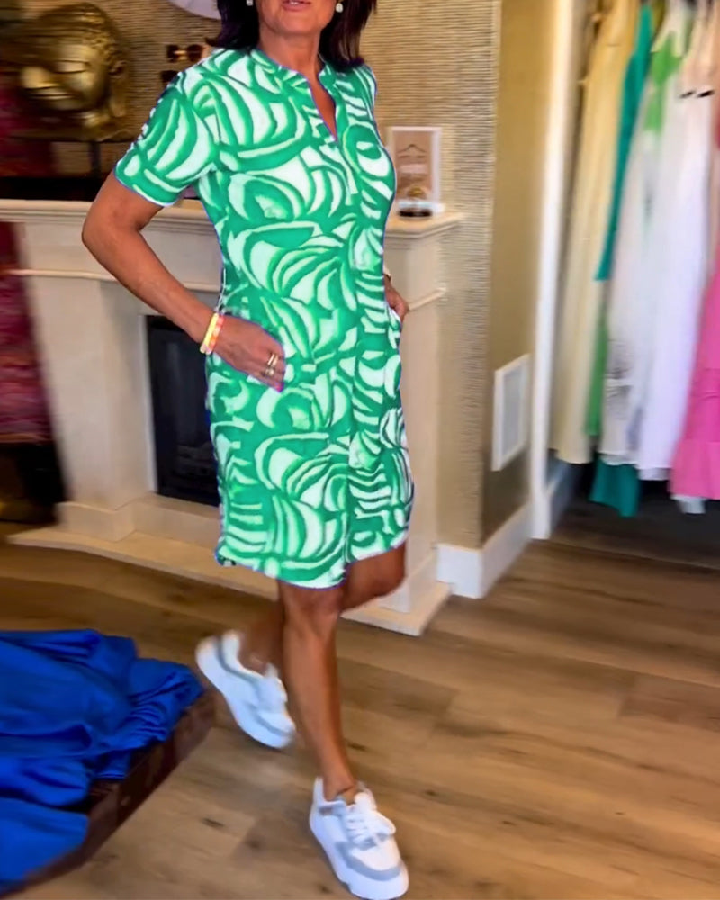 WW | Lässiges Kurzärmeliges Kleid mit Print