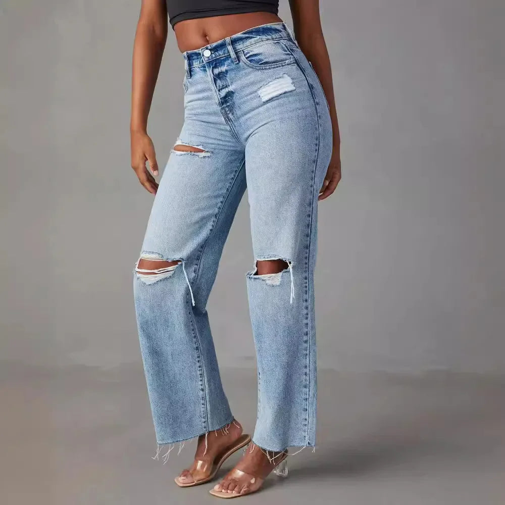 WW | Zerrissene Hellblau Jeans
