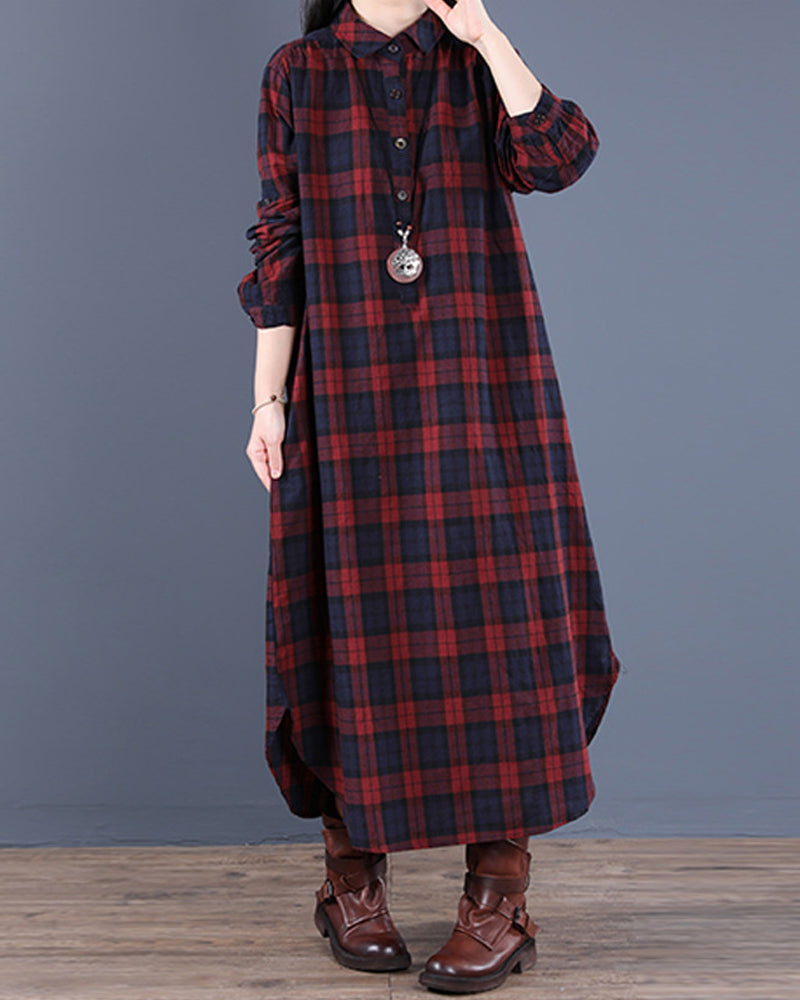 WW | Langärmliges Karo-Hemdkleid