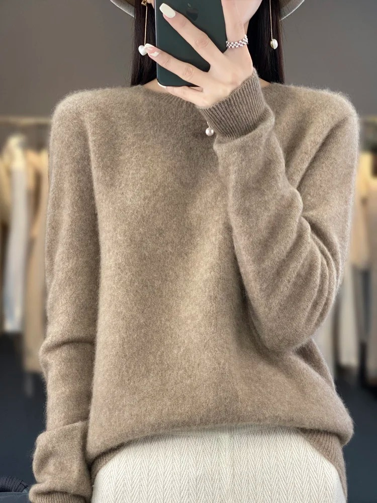 WW | Kaschmir Pullover Damen Runder Ausschnitt Weicher und Eleganter Strickpullover