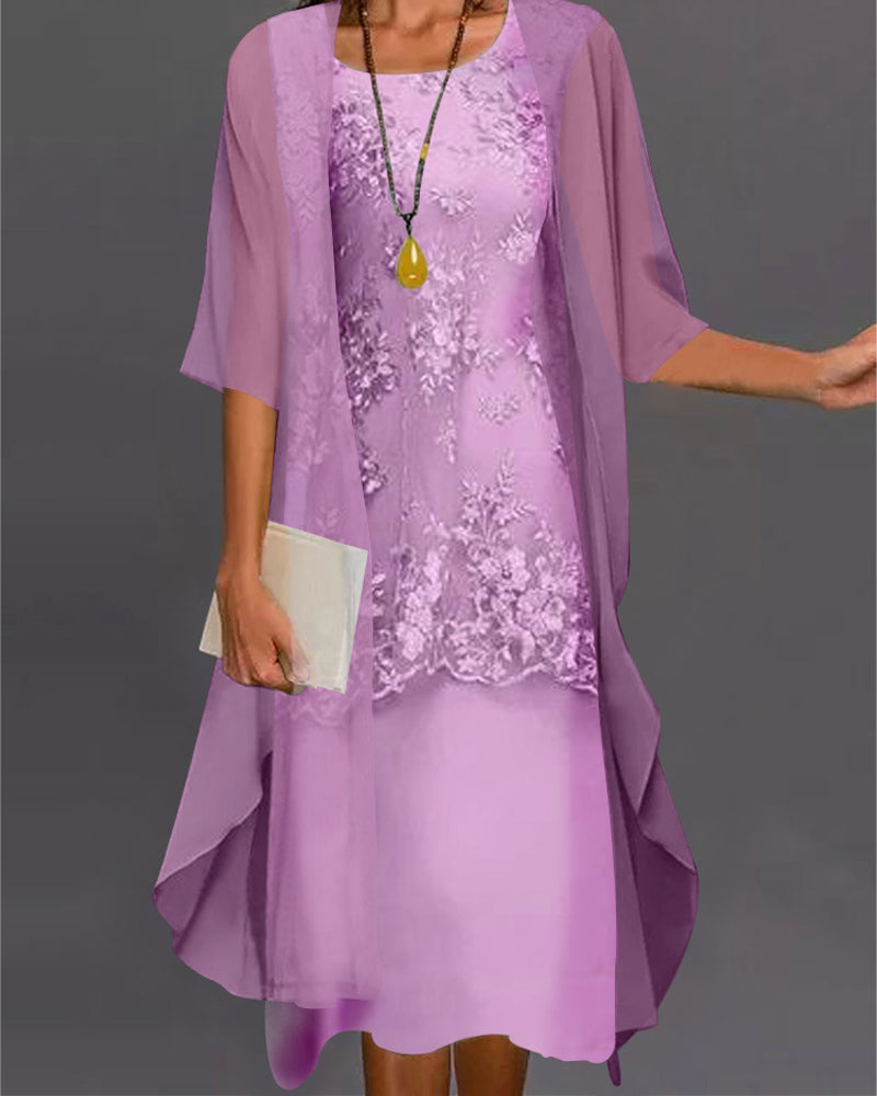 WW | Elegant Two-Piece Chiffon Dress