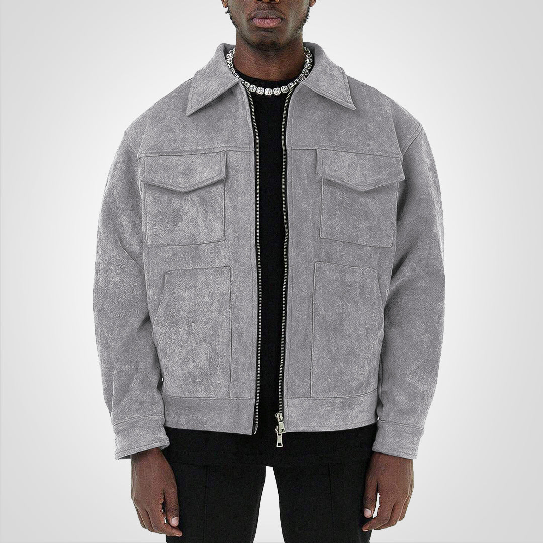 WW | Short Suede Jacket with Zipper Style & Comfort
