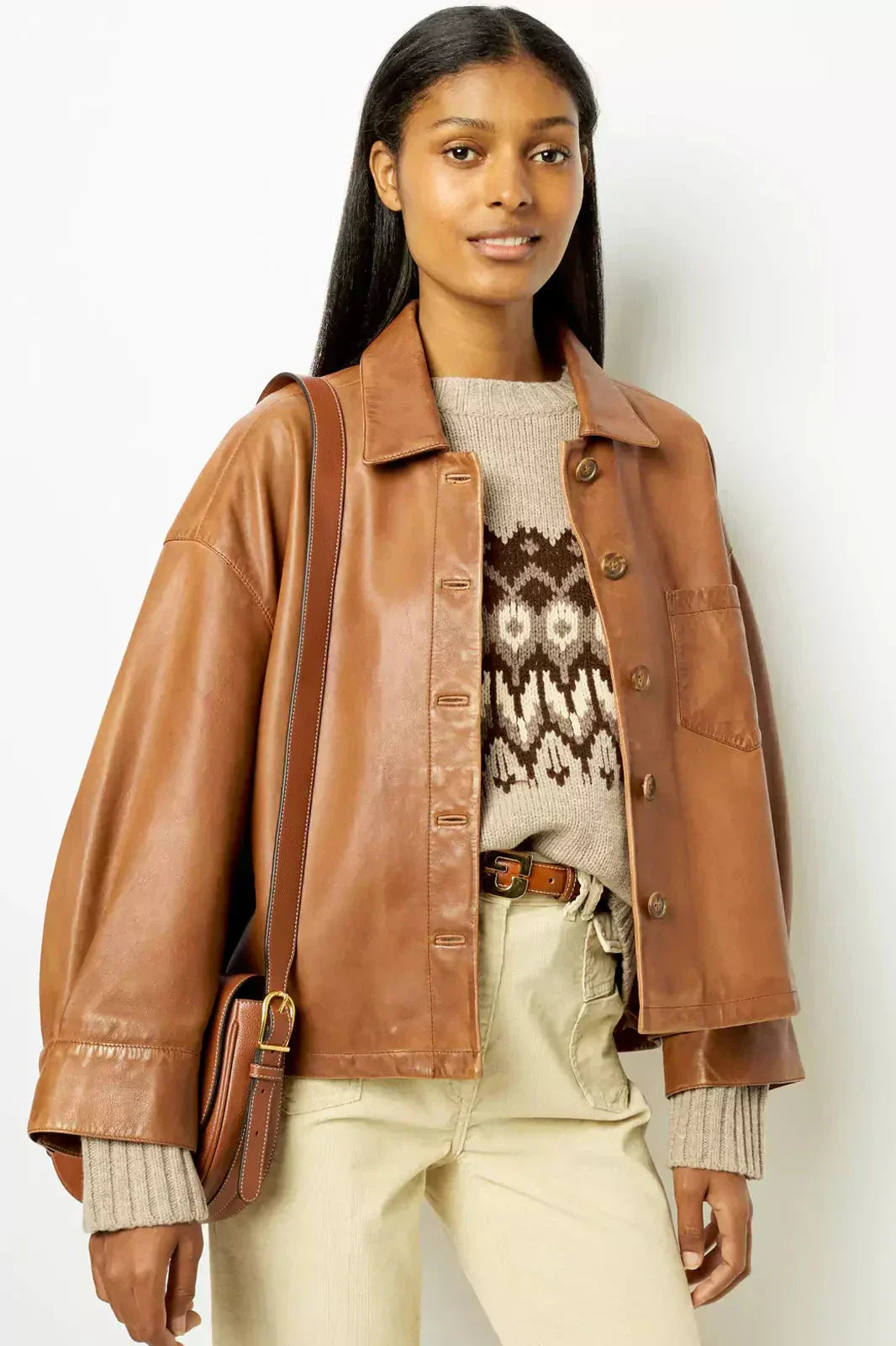 WW | Boxy Leder Kurzjacke
