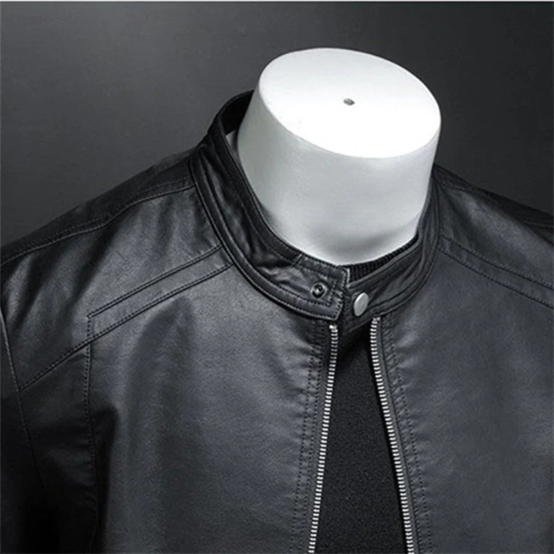 WW | Slim Fit Wasserdichte Schwarze Motorradjacke Für Herren