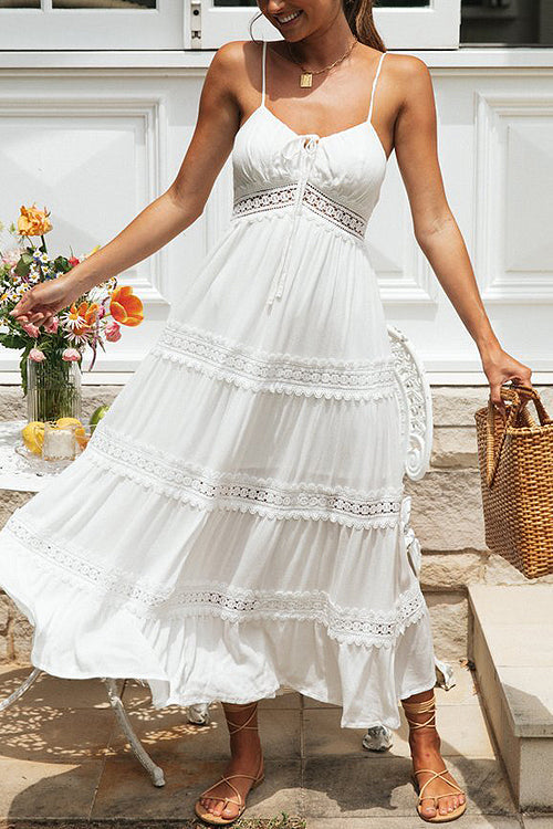 WW | Making Moves White Lace Sleeveless Maxi Dress