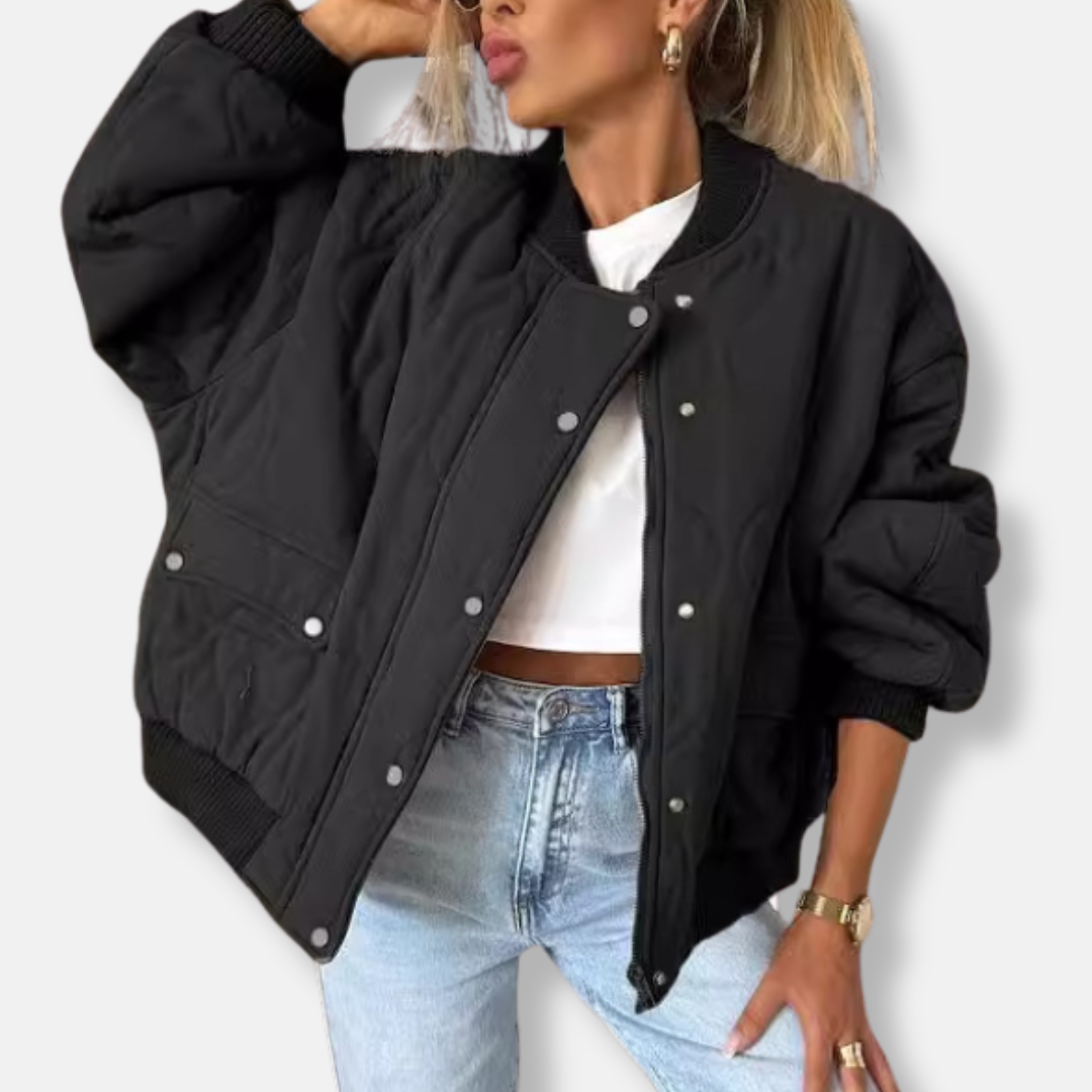 WW | Quilted Casual Fit Snap Button Closure Ribbed Trims Hip Length