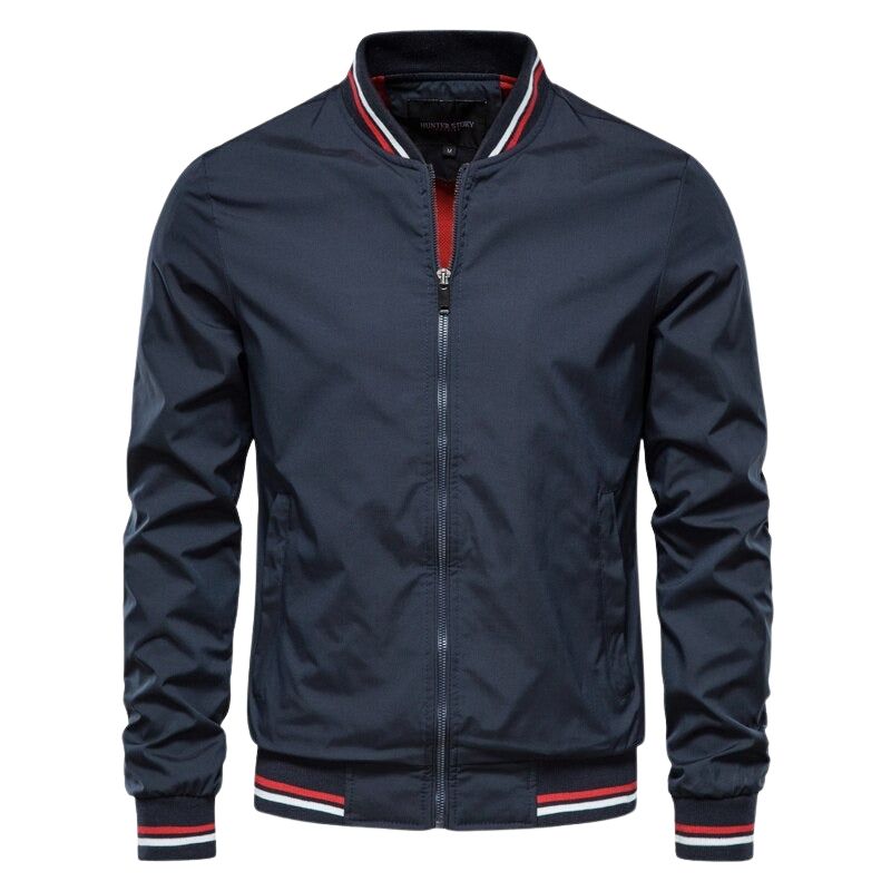 WW | Herren Winterjacke Mit Vorderem Reißverschluss Und Geripptem Saum