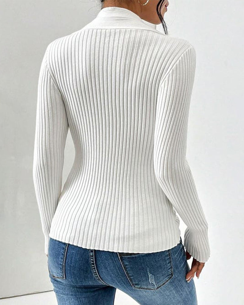 WW | Twist-Front Ribbed Knit Sweater