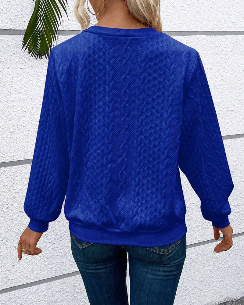 WW | Lässiges Einfarbiges Sweatshirt mit Langen Ärmeln und Reißverschluss