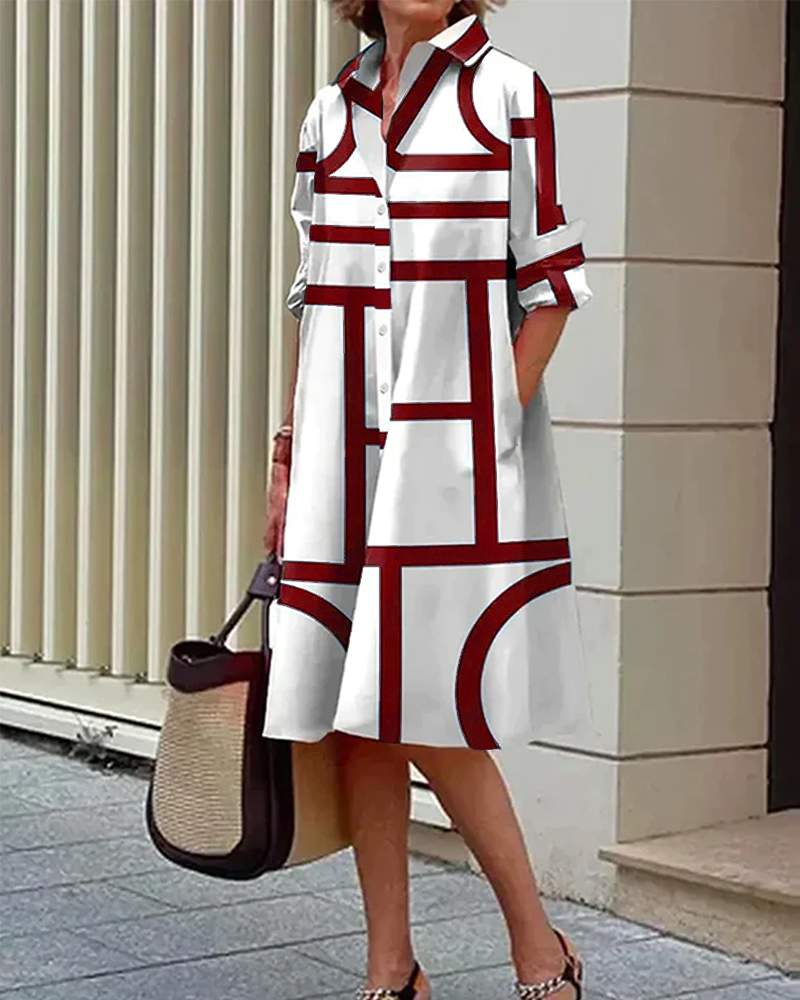 WW | Kleid mit Taschen und Geometrischem Druck
