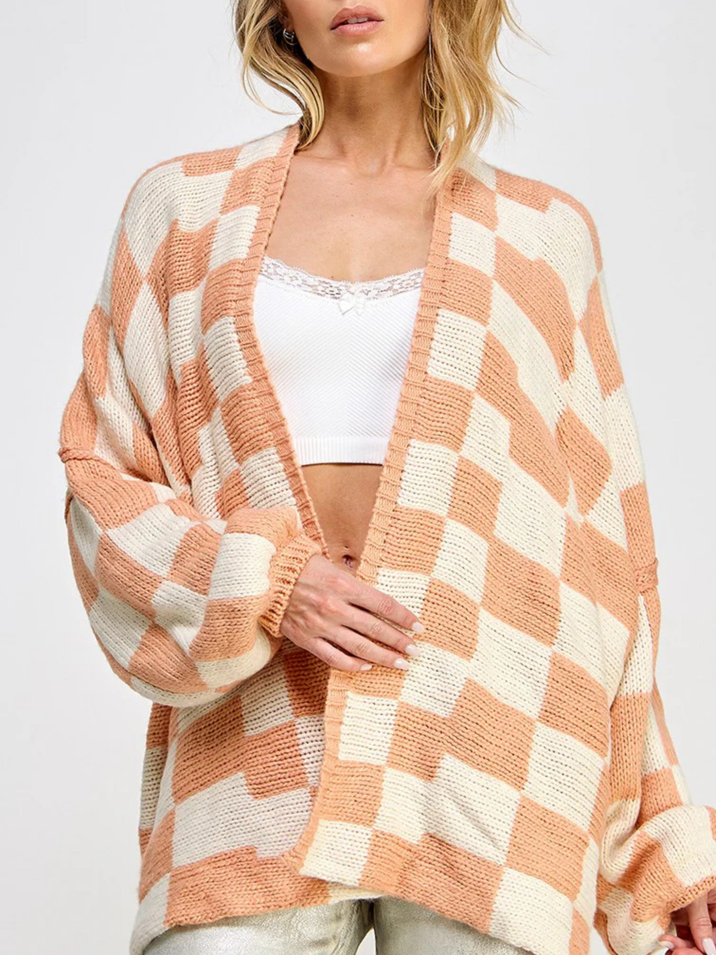 WW | Checked knit cardigan