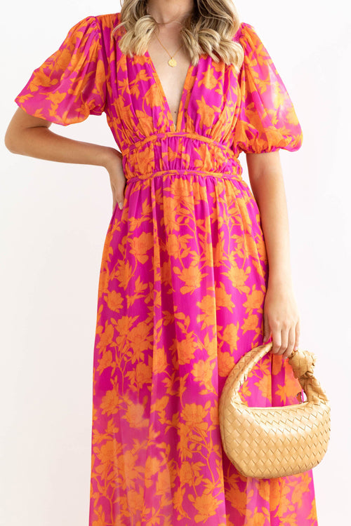 WW | Real Love Print Puff Sleeve Maxi Dress
