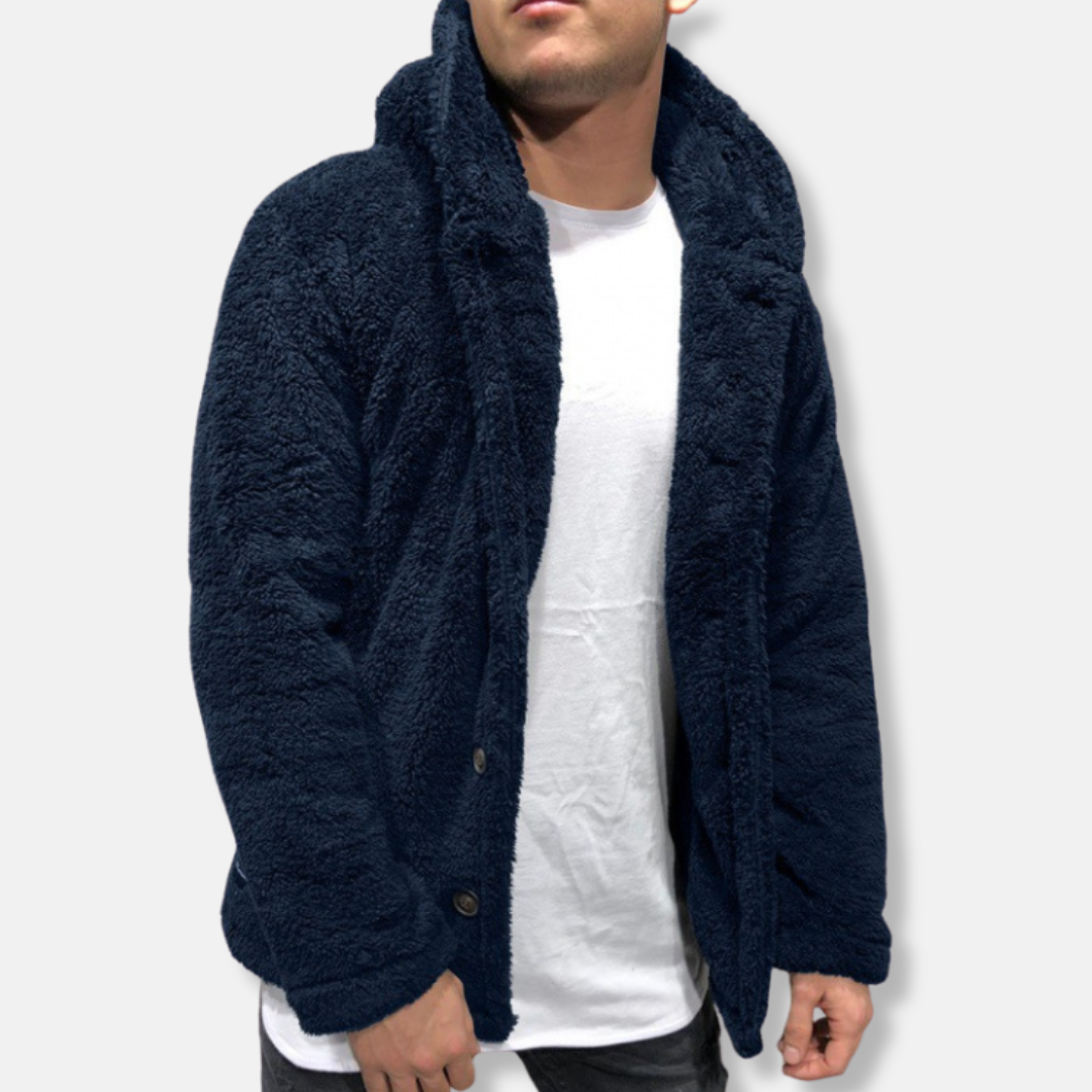 WW | Kapuze Fleece Lockere Passform Knopfverschluss Lässiger Stil