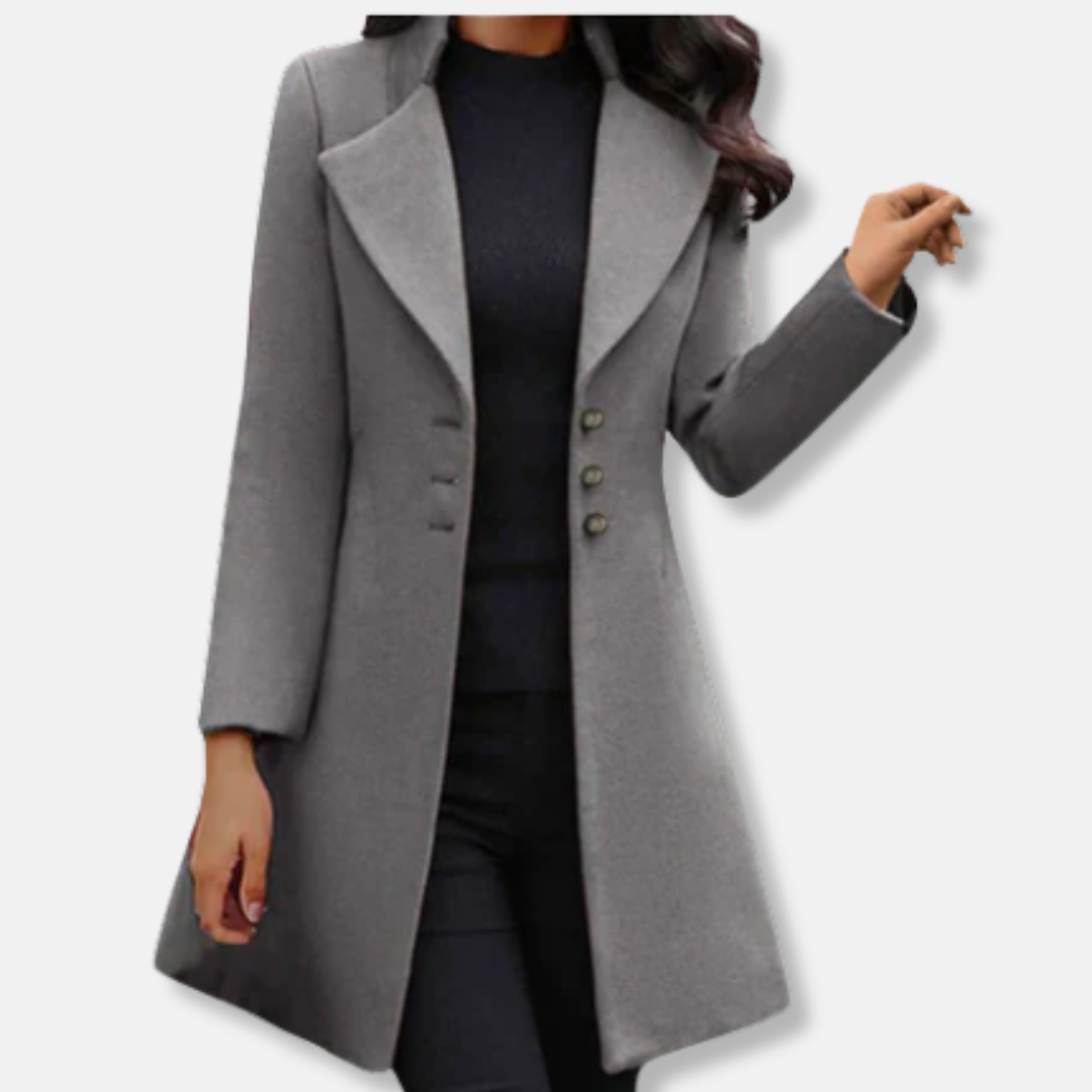 WW | Wollmantel Slim Fit Midi Länge Doppelte Knöpfe Reverskragen