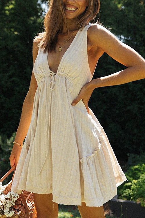 WW | Umfange Die Liebe V-Ausschnitt A-Linien Babydoll Mini Kleid