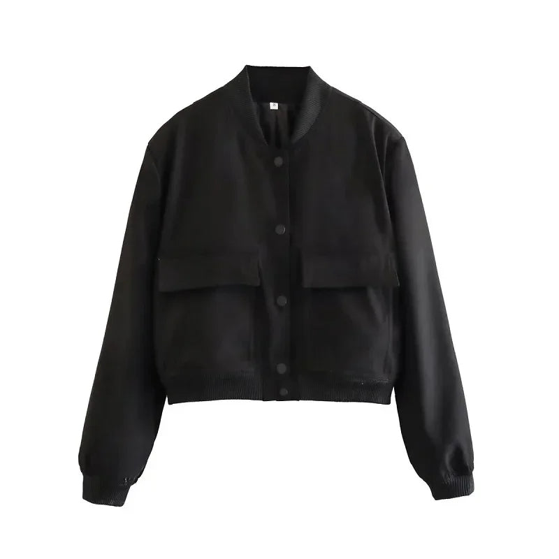 WW | Women's White Cropped Bomber Jacket