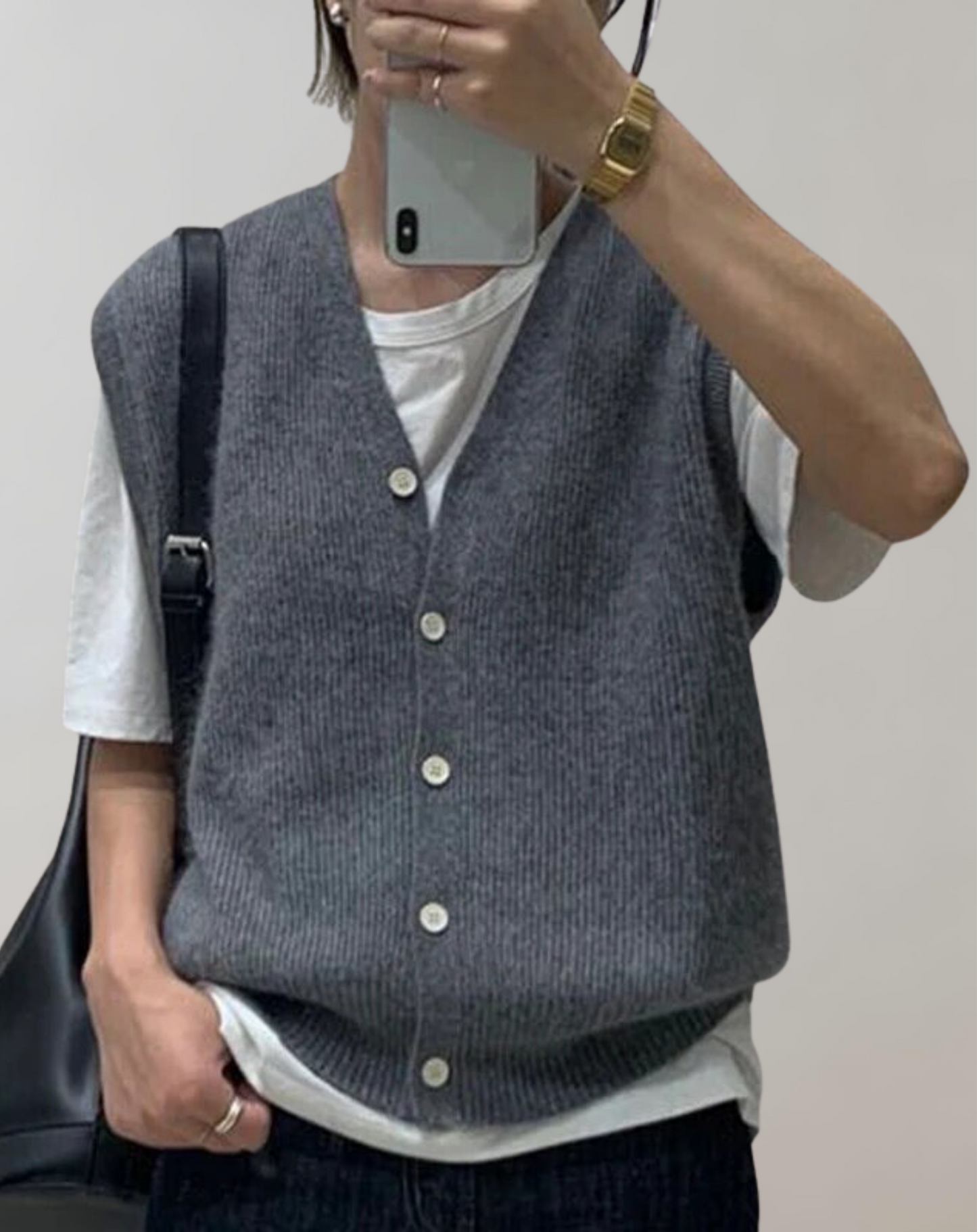 WW - Lässige Strickweste mit Knopfleiste
