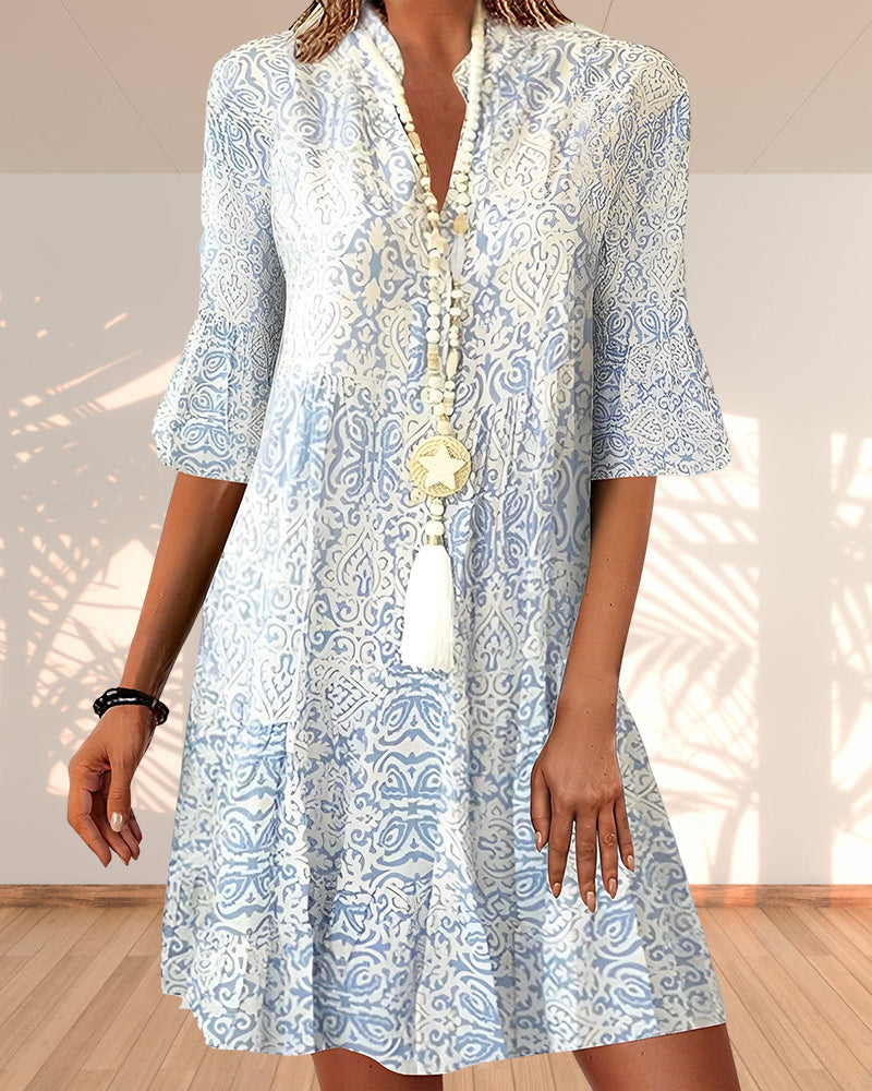 WW | Bohemian Bedrucktes Tunika Kleid Für Damen