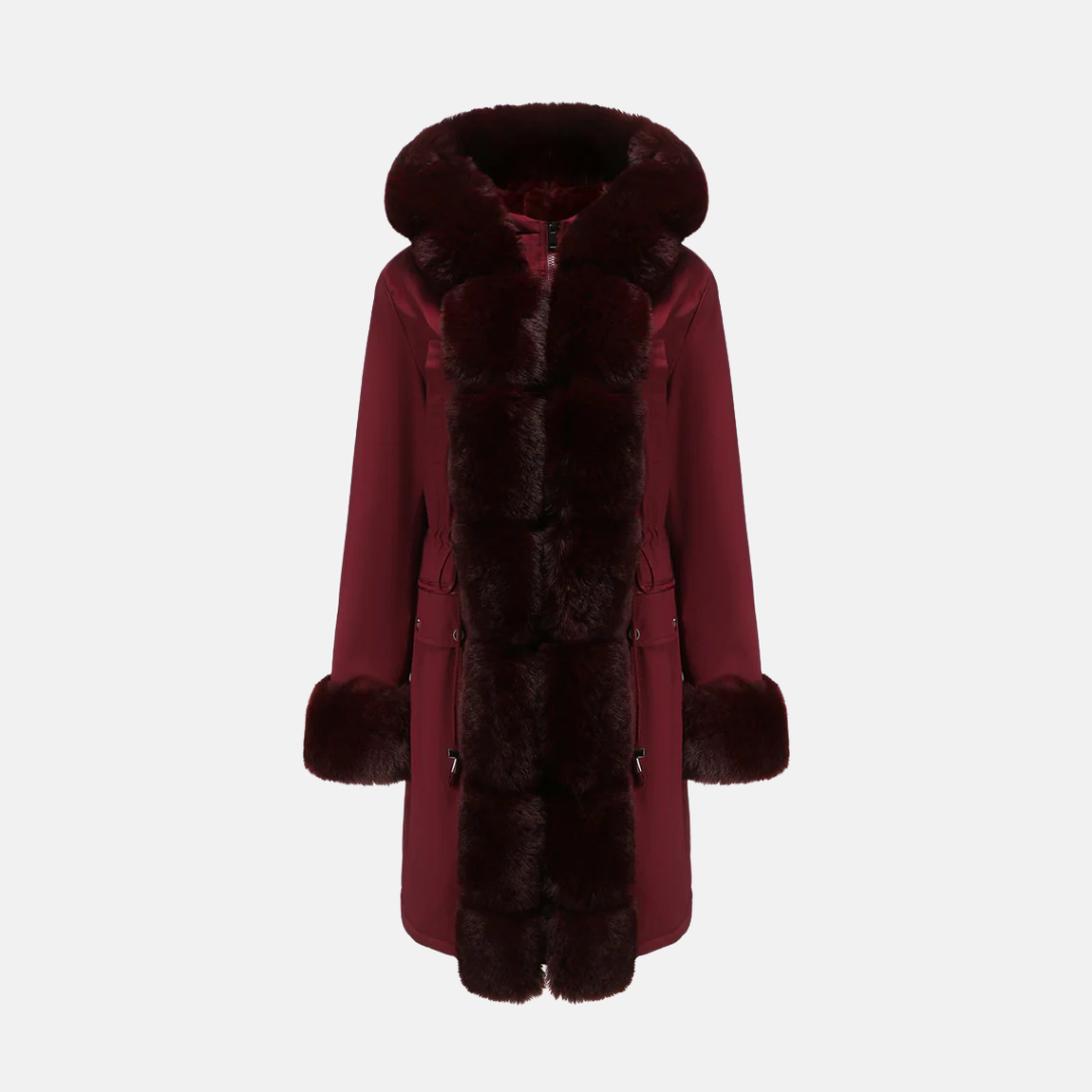 WW | Long Coat Normal Fit Water Repellent Faux Fur Hood and Sleeves