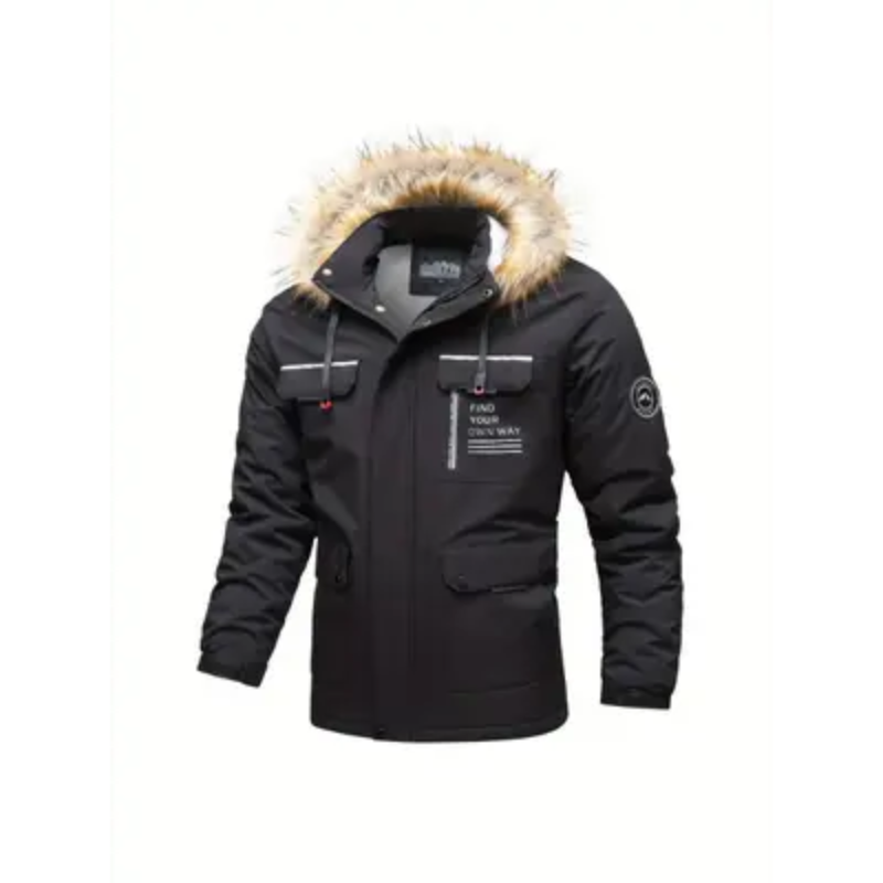 WW | Men's Winter Jacket with Adjustable Hood and Pocket Detail Design