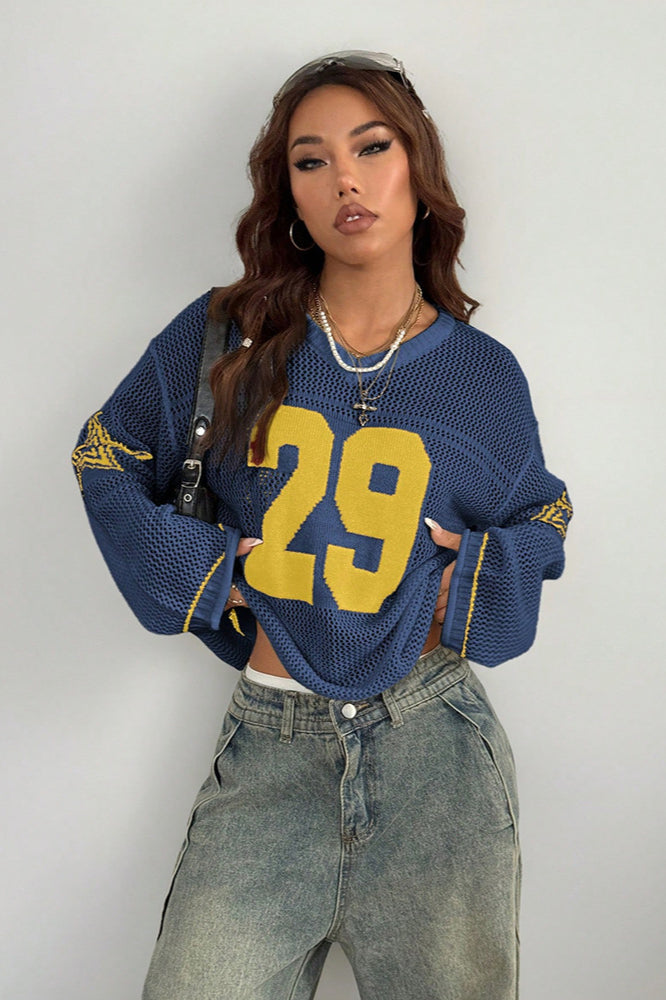 WW | Cozy V-neck knit sweater with digital print