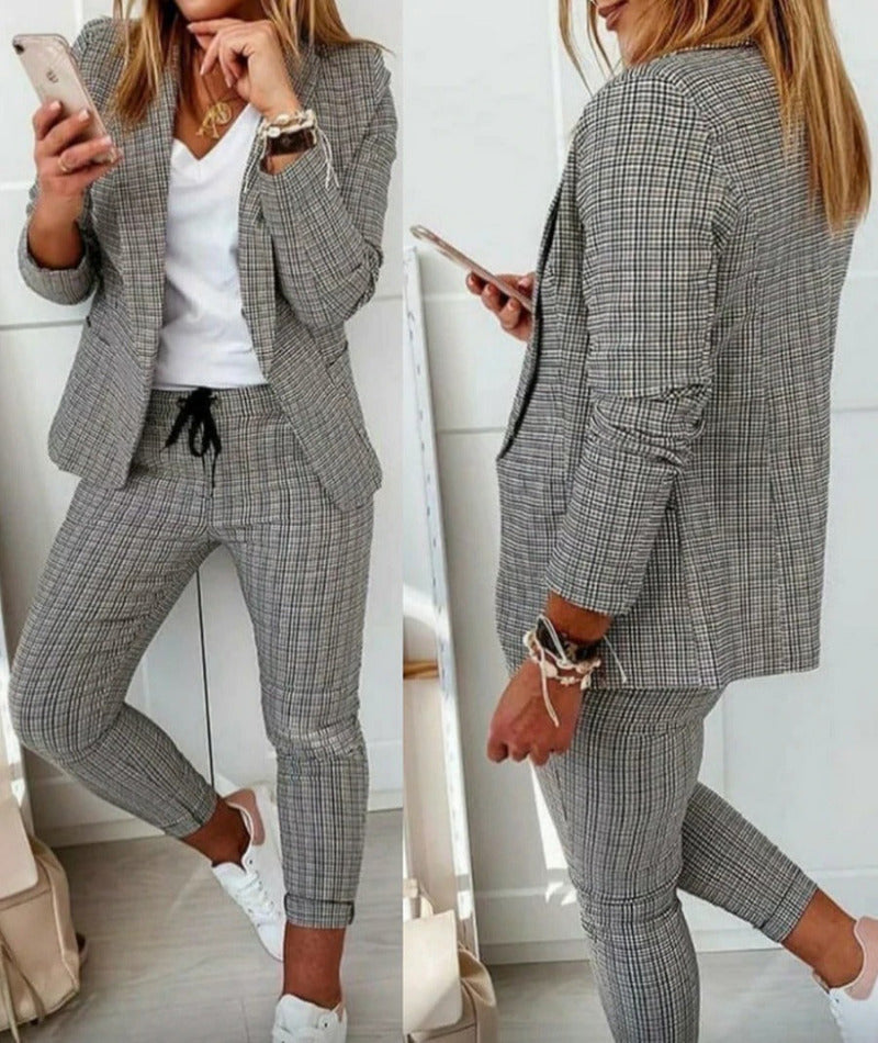 WW-Anzug-Set Moderner Zweiteiler mit weiter Hose taillierter Blazerjacke