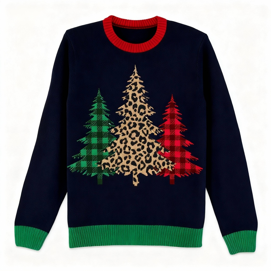 WW | Pine Tree Print Holiday Sweater - Intentionally Festive Whimsy