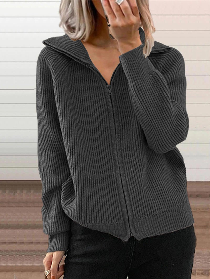 WW | Cozy cotton knit zip-up pullover jacket