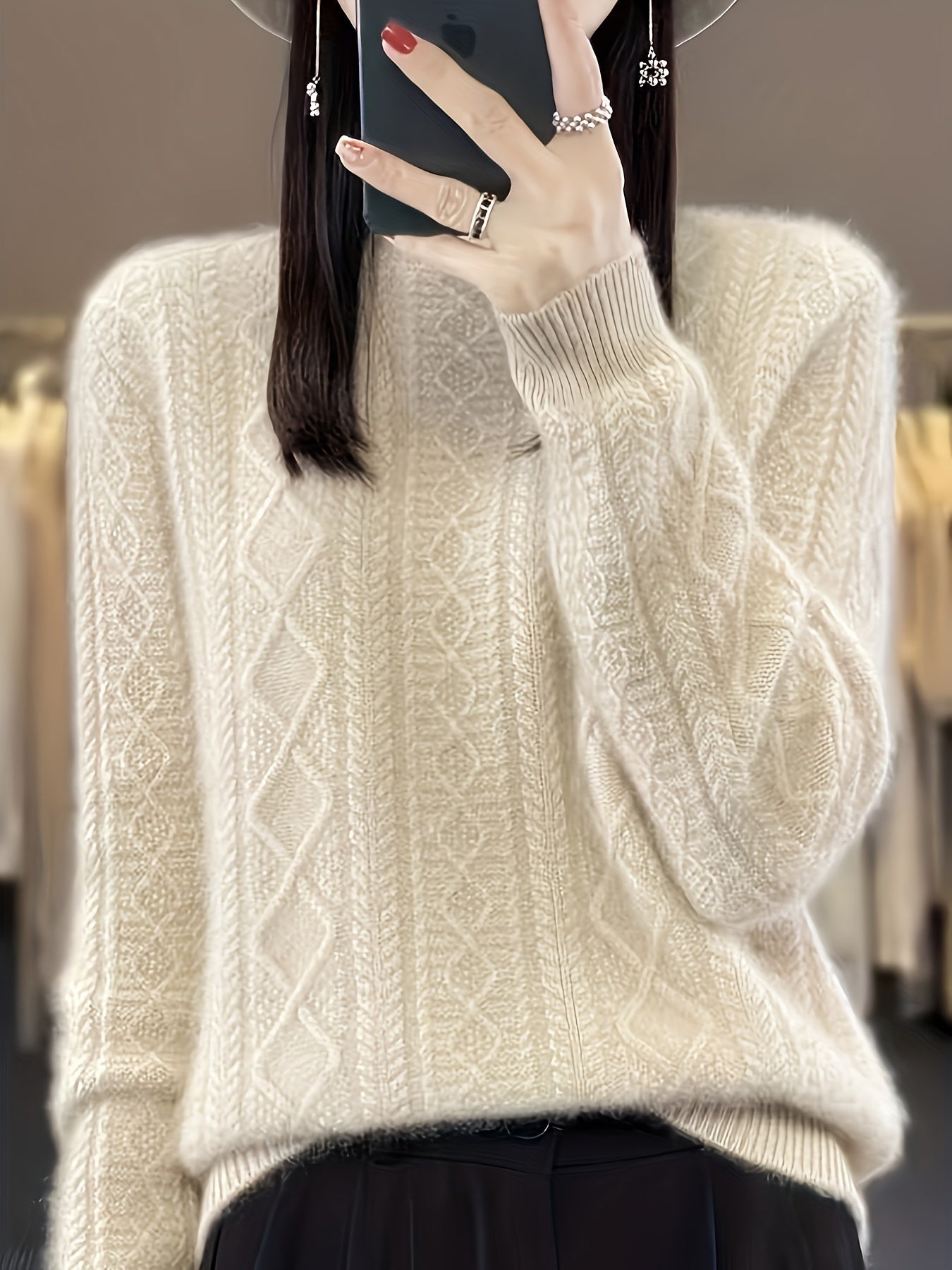 WW | Wool Knitted Sweater with Cozy Long Sleeves for Women - Perfect for Casual Wear