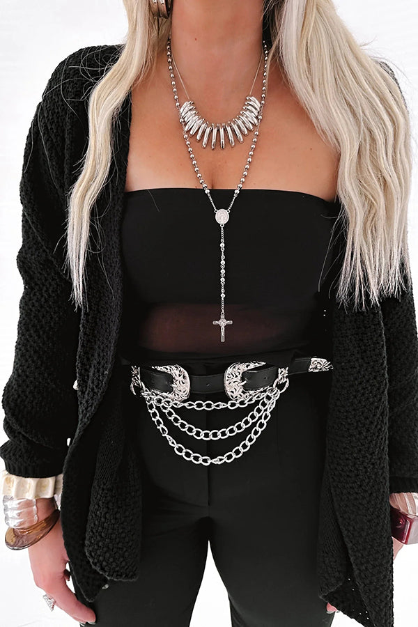 WW | Cozy knitted mid-length cardigan with long sleeves