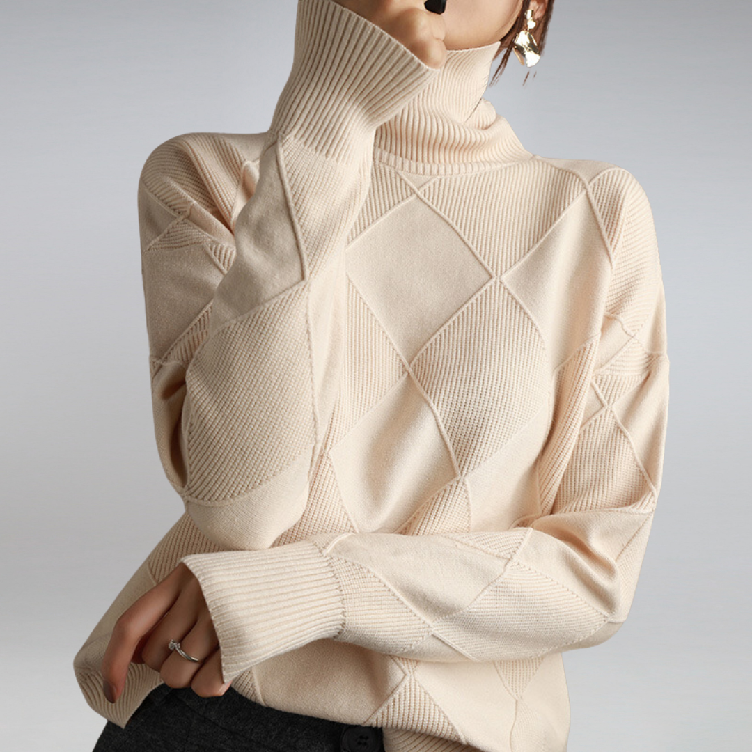 WW | Cozy geometric knit turtleneck sweater for women