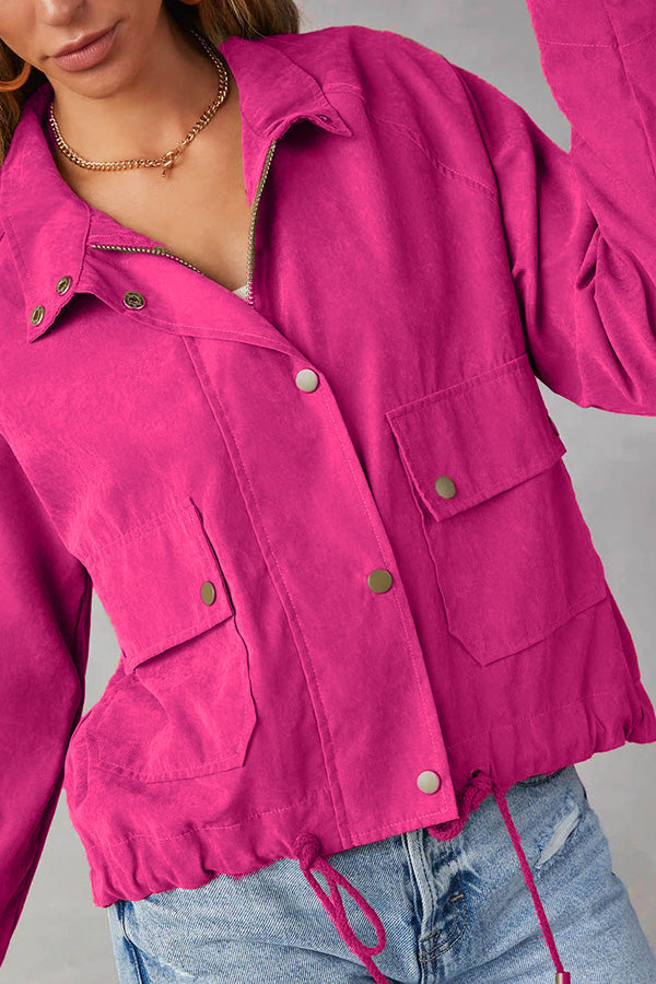 WW | kariert Revers Mehrknopf-Zwei-Taschen-Midi-Jacke