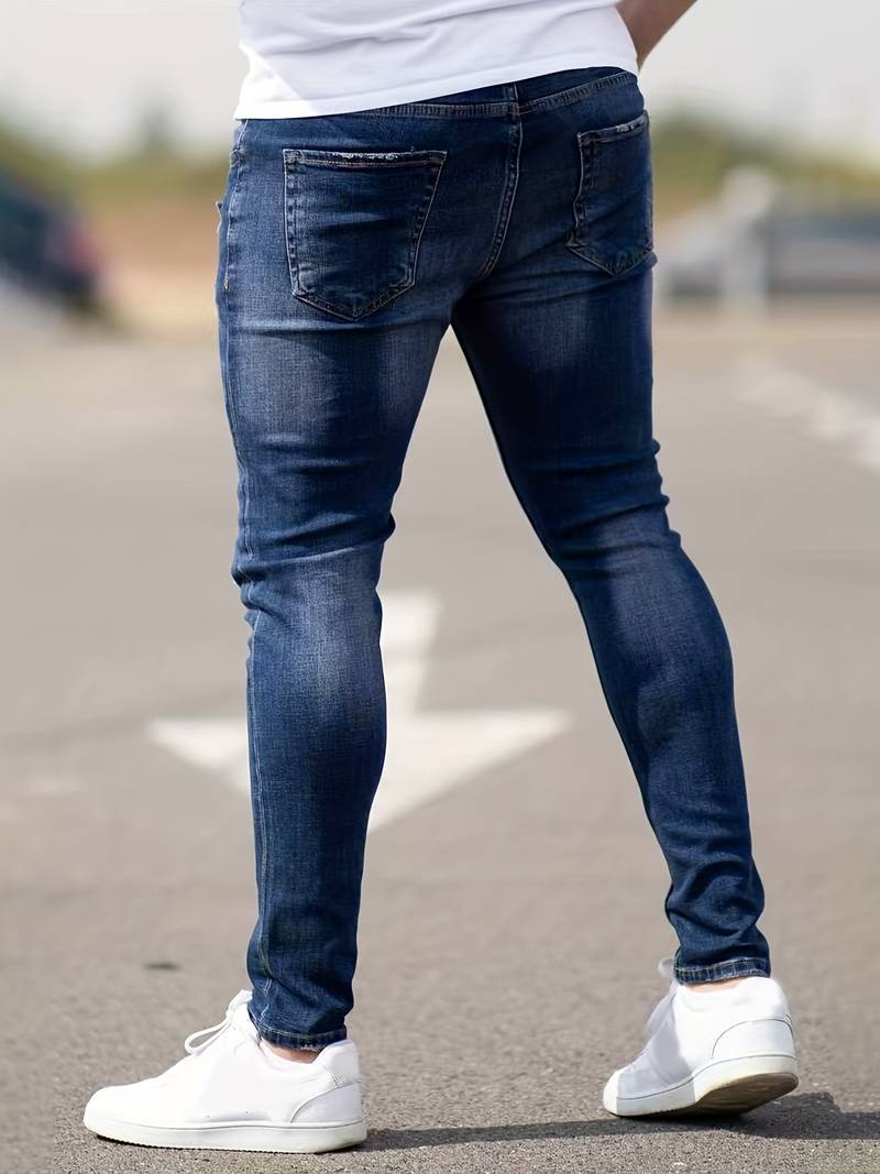 WW | Skinny Fit Jeans with Rips - Stretch Denim Pants for Everyday & Streetwear Style