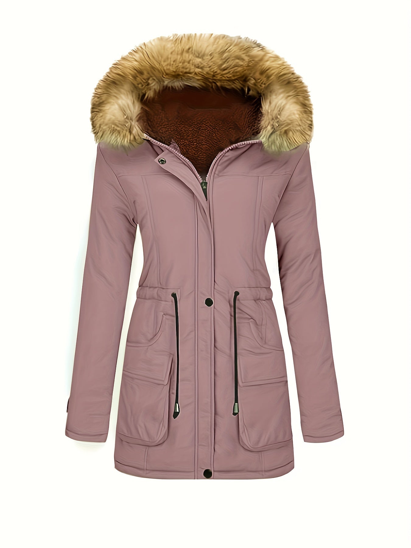 WW | Women's Fleece Parka Winter Jacket with Vegan Fur Hood - Perfect for Outdoor Activities