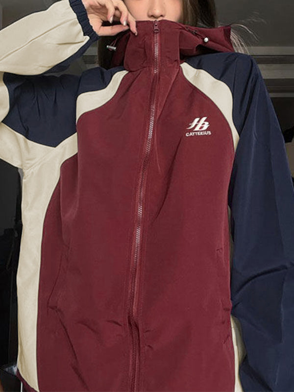 WW | Rote und Blaue Outdoor Block Splice Jacke