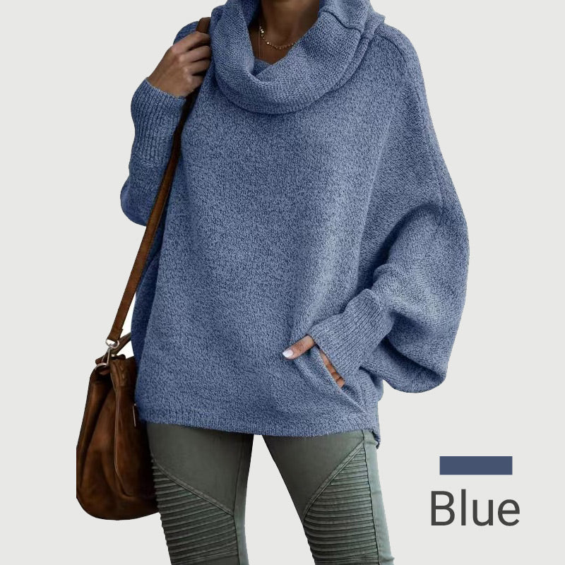 WW | Cozy batwing sweater with waterfall neckline and pockets