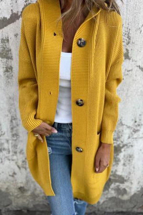WW | Lässiger Herbst Strickcardigan mit Kapuze für Frauen