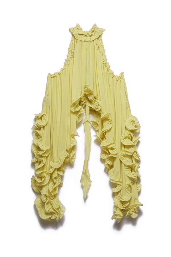 Romantic Drama – Flared top with wavy flounces and neck tie