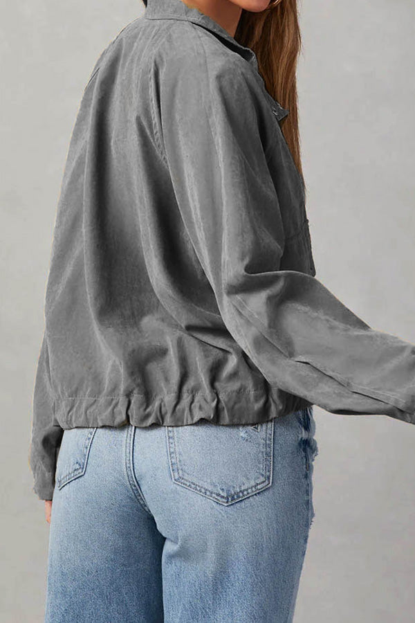 WW | kariert Revers Mehrknopf-Zwei-Taschen-Midi-Jacke