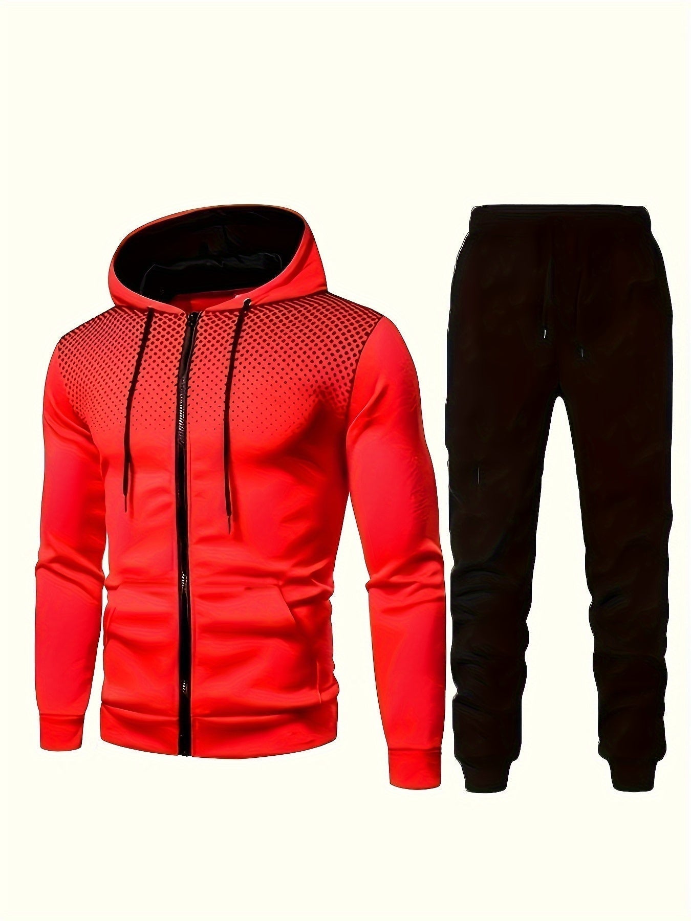 WW | Fleece Sweatshirt Tracksuit with Hooded Long Sleeve and Drawstring Trousers for Men - Perfect for Leisure Activities