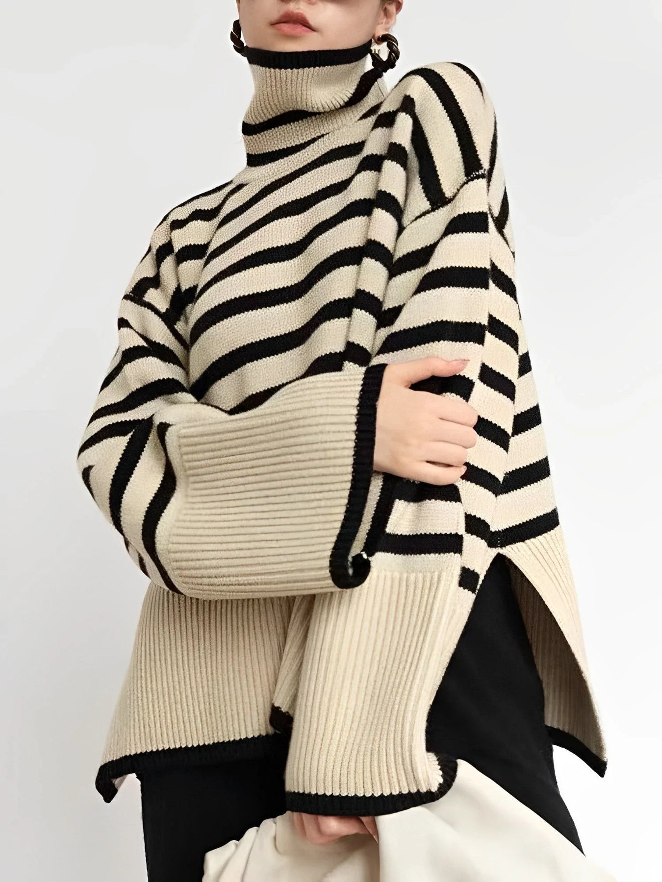 WW | Oversize-Rollkragenpullover aus Baumwoll für Damen - Perfekt für Freizeit-Tage