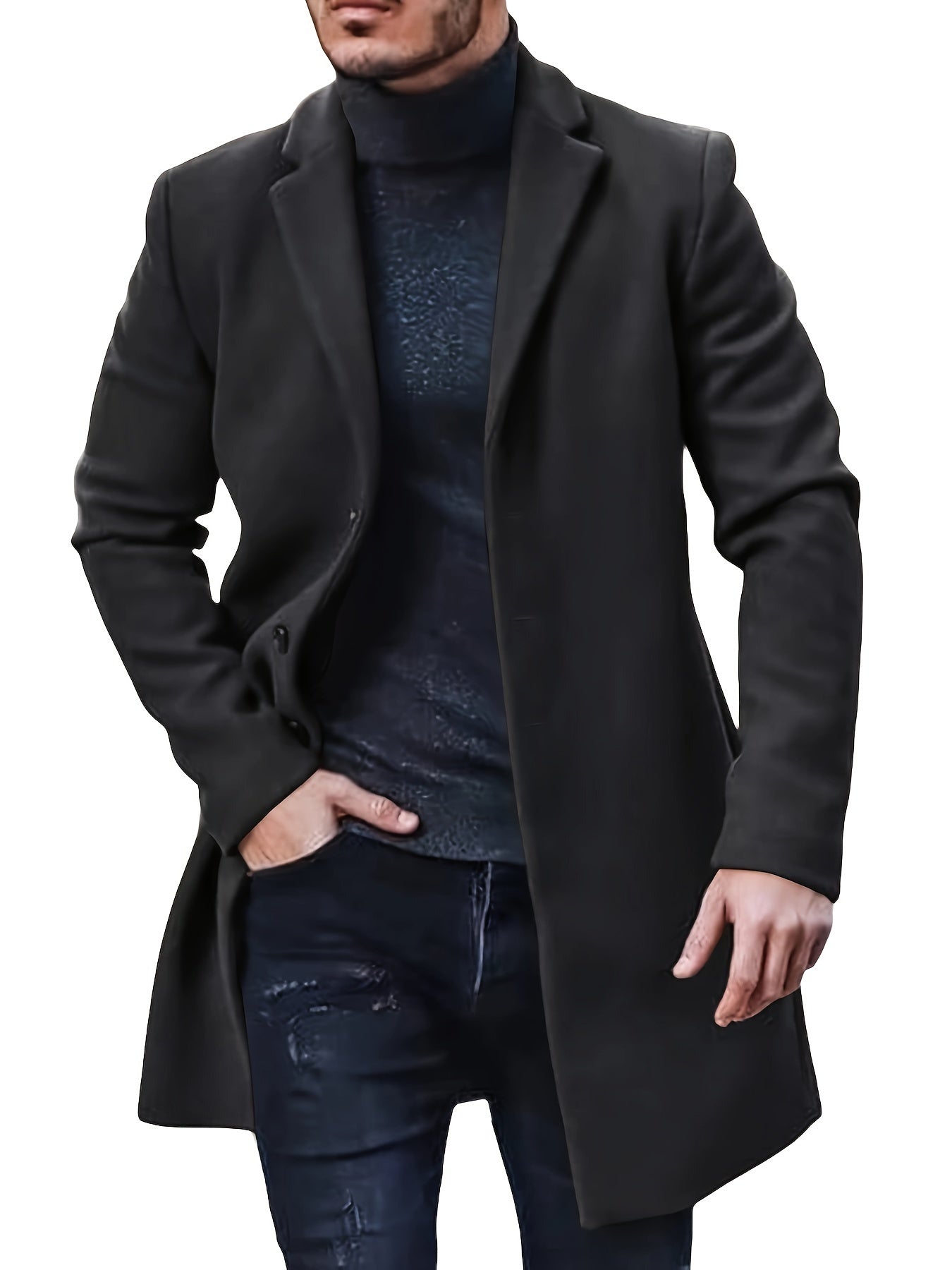 WW | Elegante mittellange Winterjacke mit einfacher Knopfverschluss für Männer - Ideal für den Winter