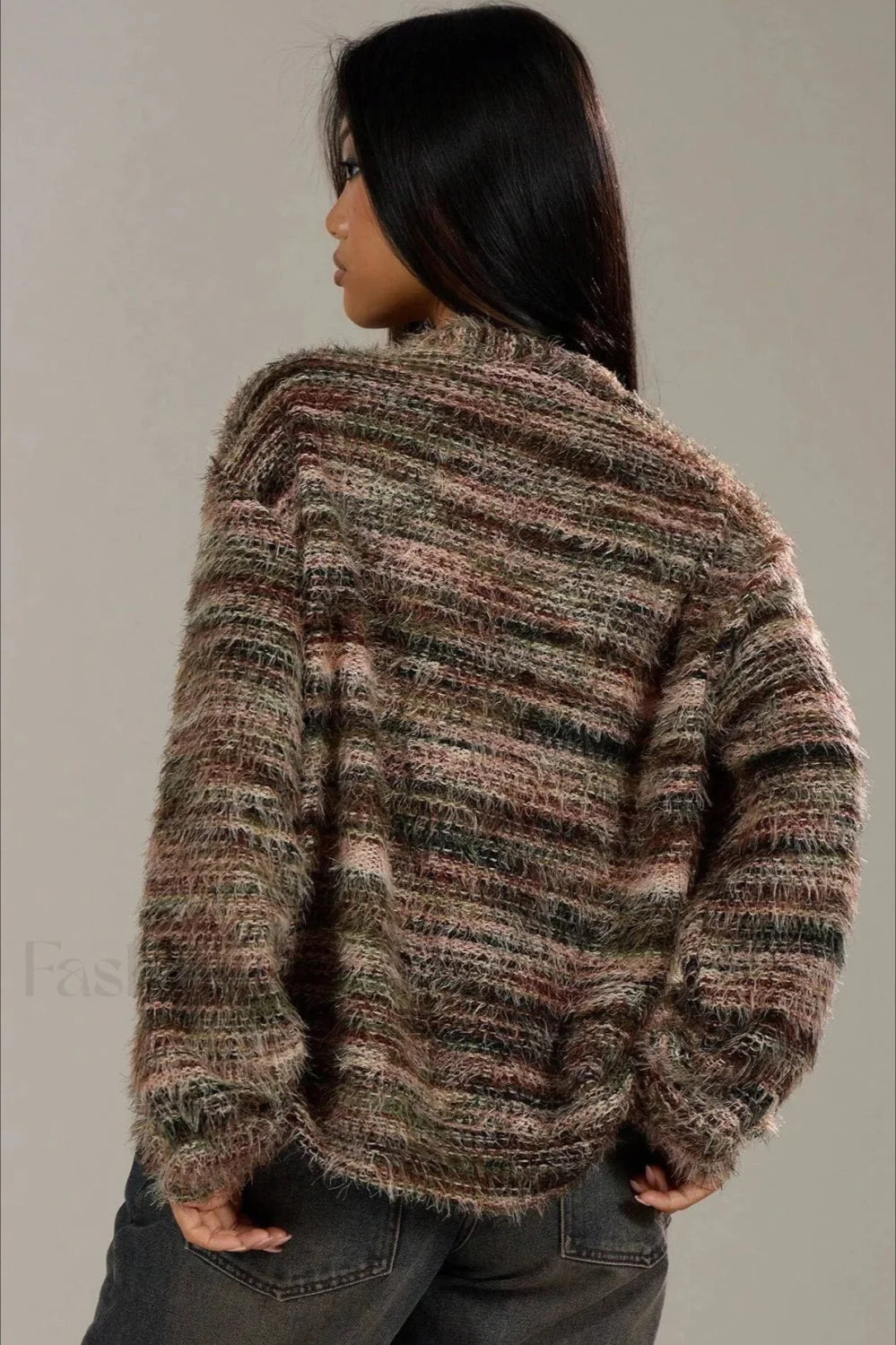 WW | Cozy vintage striped cardigan with V-neck