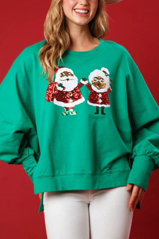 WW | Santa Claus Sequin Casual Loose Long Sleeve Sweatshirt
