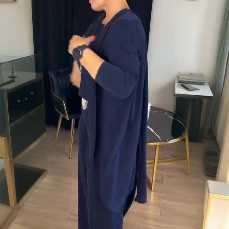 WW | Stylish 3-piece set consisting of a long cardigan, top and pants