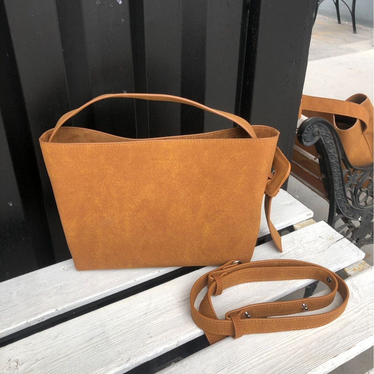 WW | Suede Tote Bag With Belt Closure